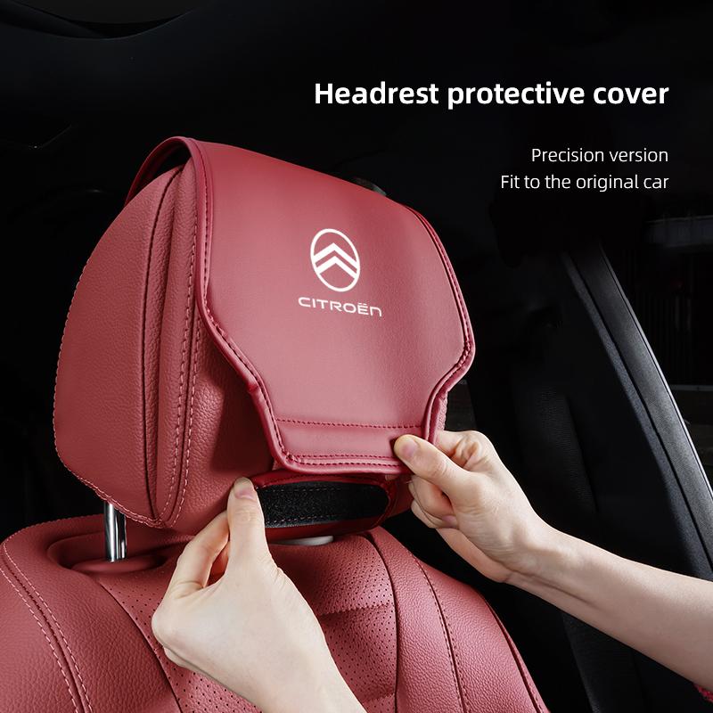 Citroen Car Pillowcase Car Supplies Leather Headrest Cover For Citroen C4 C3 C2 C1 Berlingo Picasso Anti Fouling Decoration Mat aks256