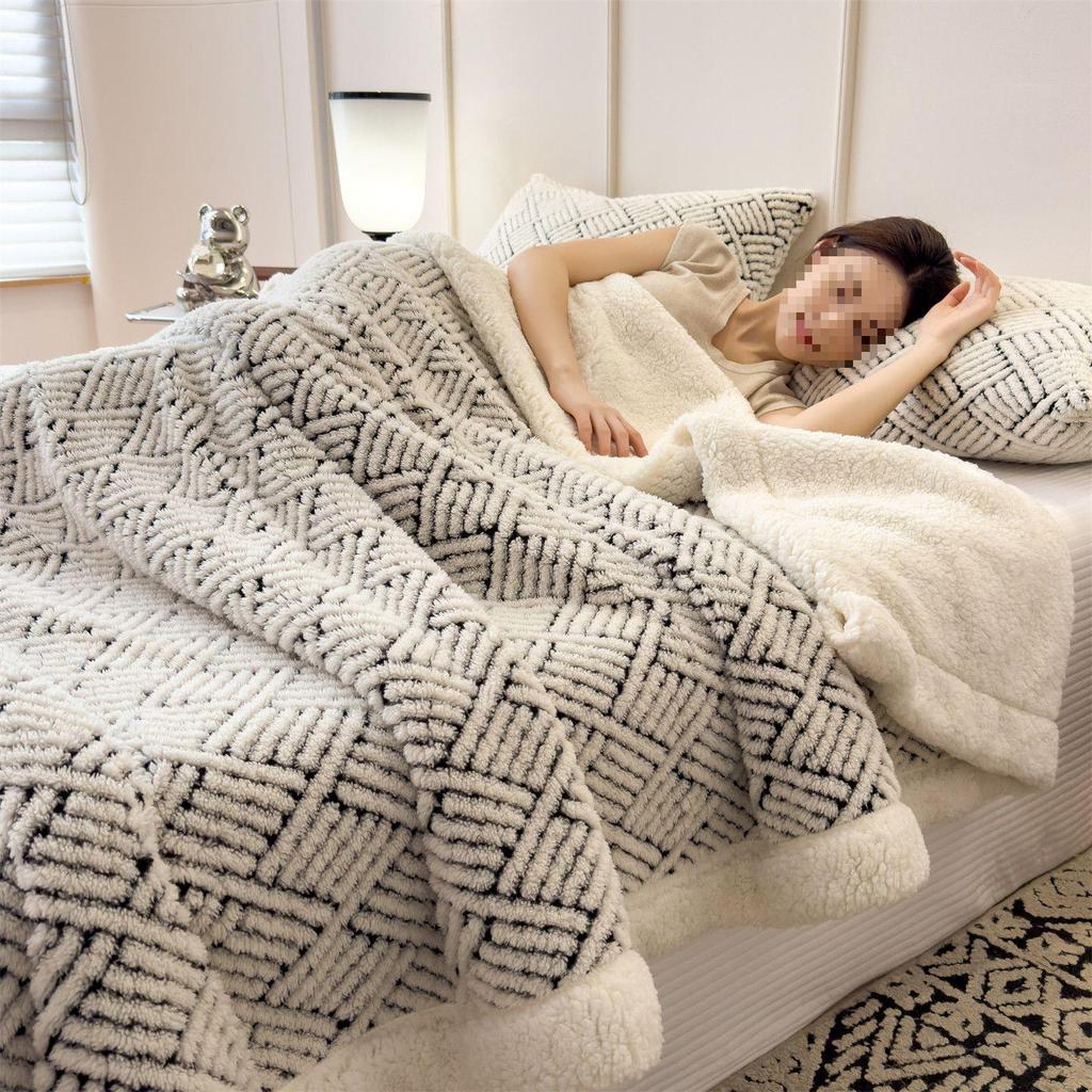 G5Z Warme Winter-Doppelseitige Fleecedecke mit Verdicktem Milchvelours und Lammwolle