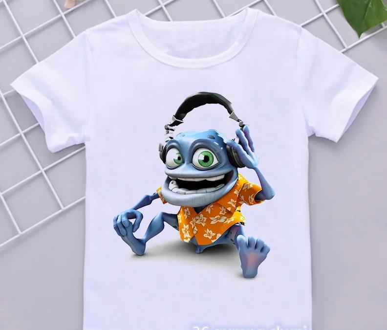 Vtipná trička pro kluky Nové Crazy Frog Anime Kreslený Potisk Dětská trička HipHop Oblečení Bílé Krátký Rukáv Trička Top