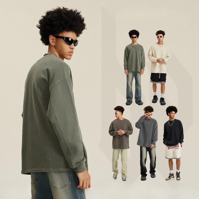 Frühling und Herbst Neue Herren Amerikanischen Stil Retro Lose Split Langarm Sweatshirt