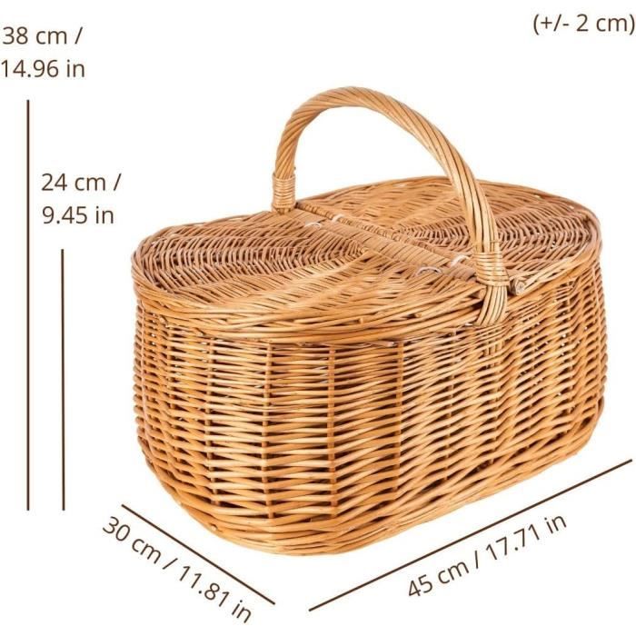 Panier de Pique-Nique - Creative Home - Marron - 45 x 30 x 38 cm - Artisanal - Polyvalent