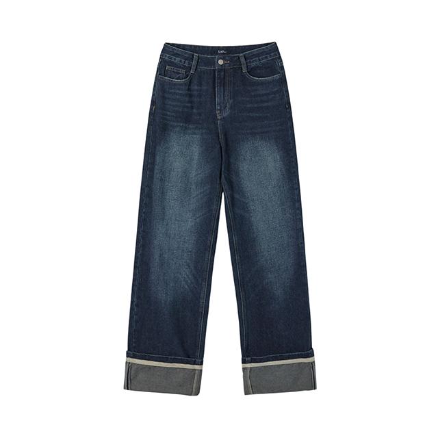 LAP Tape Roll-Up Straight Fit Denim Pants Aq3Dp863