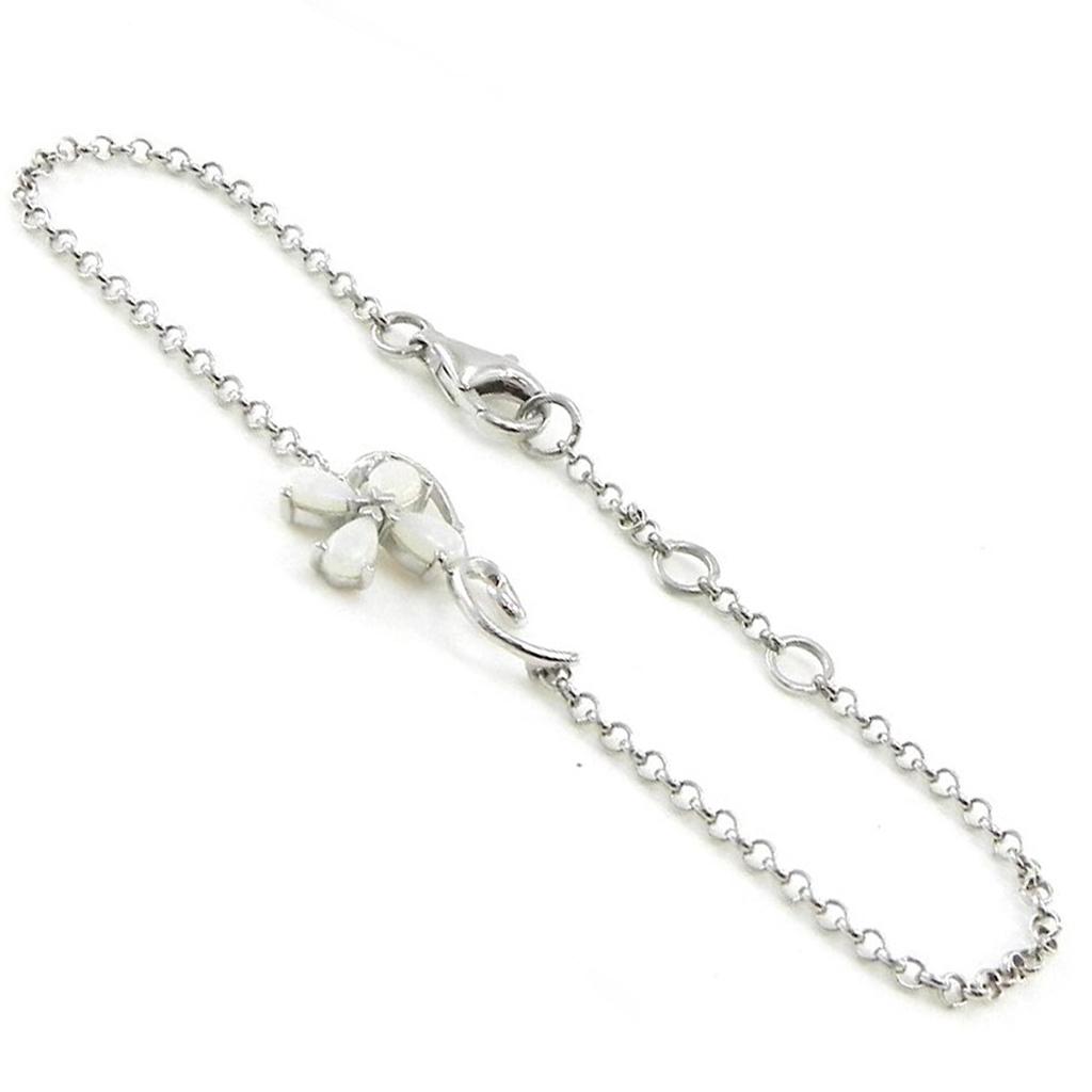 Les Trésors De Lily [I8924] - Ασημένιο Βραχιόλι 'Θεά Οπάλιος' Ασημί λευκό (ροδιωμένο) - 20x13 χιλ.