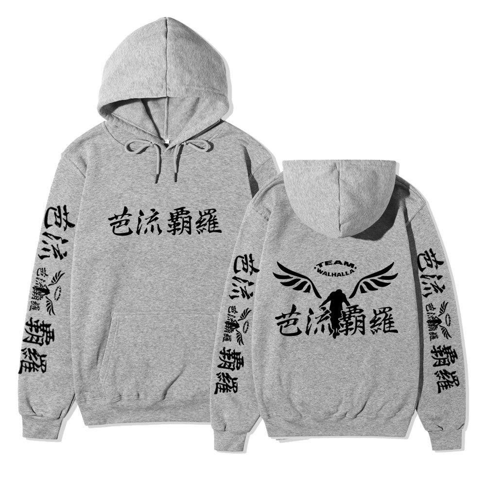 Tokyo Revengers Walhalla Double-sided Hoodie Chinese Print Wing Logo Long Sleeve Sweatshirt Women Men