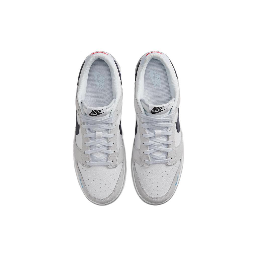 New Nike Dunk Low White Grey Navy Aqua Mini Swoosh FJ4227-001