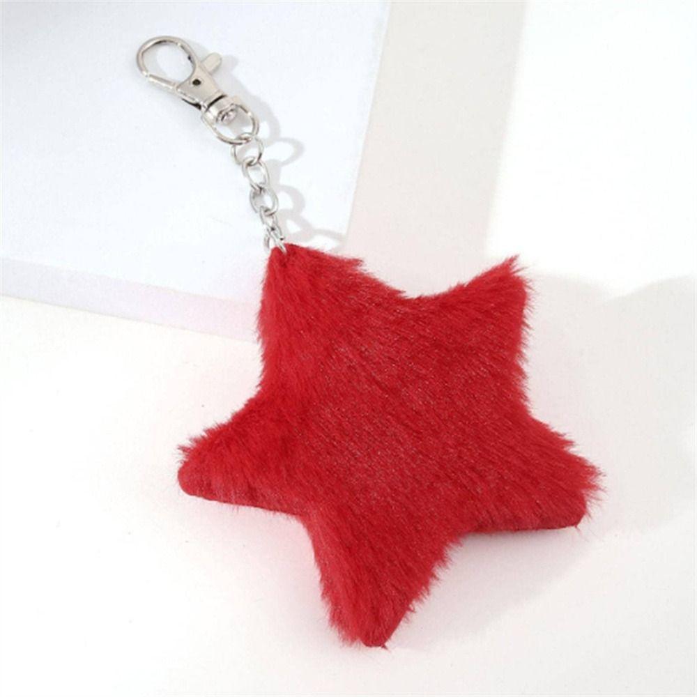 Five-pointed Star Plush Pendant Furry Star Doll Star Key Chain Pentagram Hairball  Car Key Ring