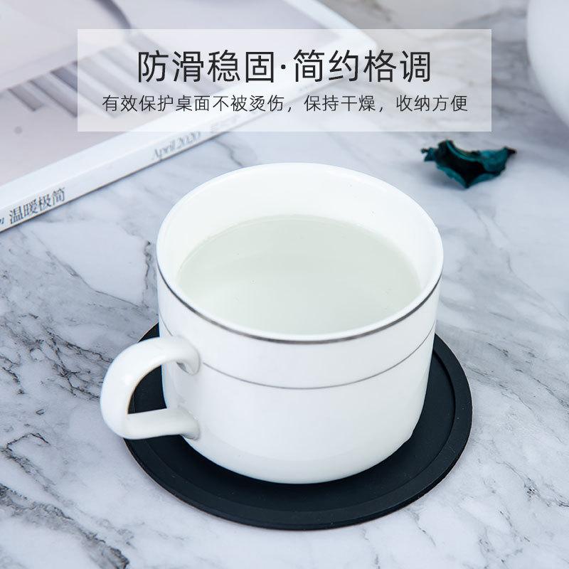 Round silicone coaster non-slip and high temperature resistant household anti-spill thermal insulation pad spot household water cup pad teacup pad