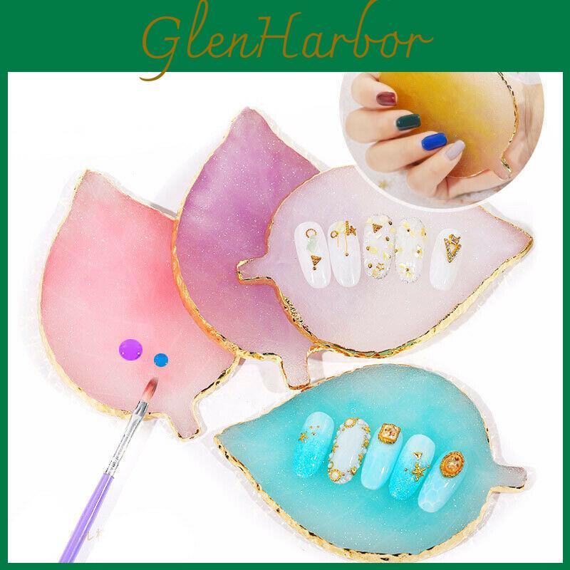 Leaf Nail Art Resin Shape Tips Display Board Palette Gel Polish Mix Stir Plate