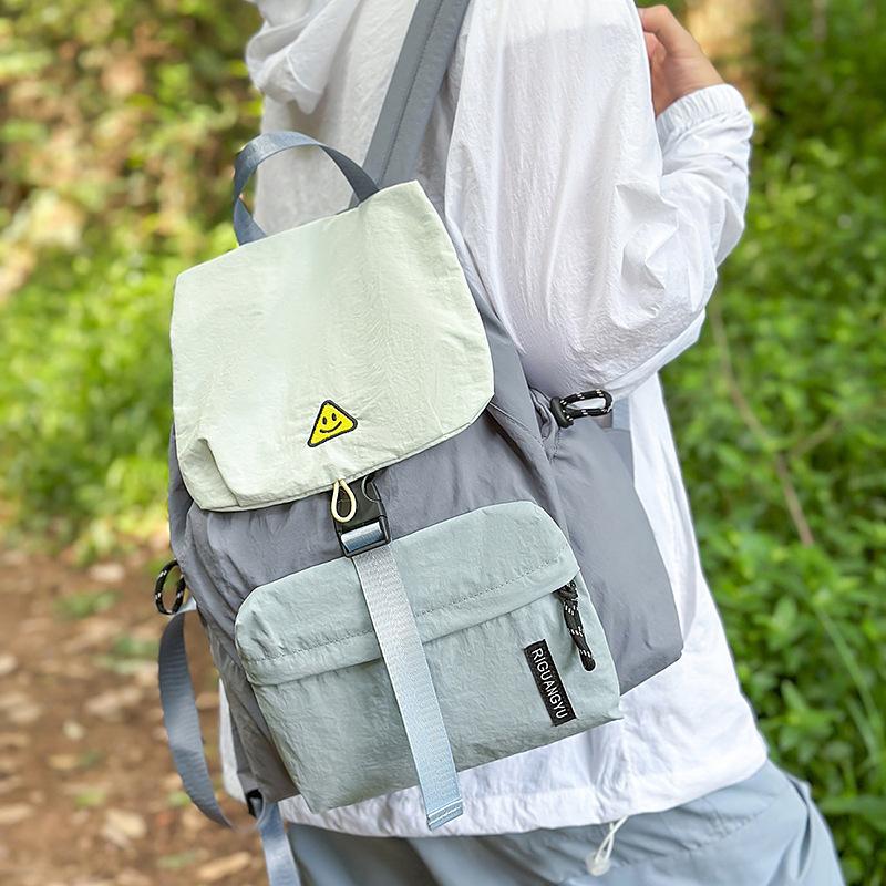 Leisure Outdoor Travel Men's and Women's Backpacks Large Capacity Simple Contrast Color Art College Style Student Backpacks