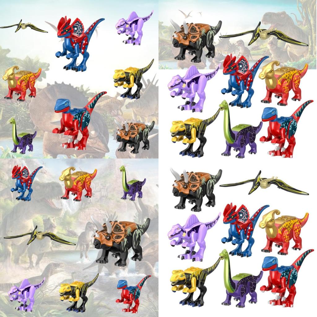 Small Dinosaur Night Light Colorful Jurassic Bagged Dinosaur Assembly Building Blocks Intelligence Toy