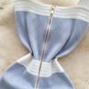 Robe mini tricotée pour femme, sans manches, motif de tempérament, bloc de couleurs, fermeture éclair, slim, élastique, été