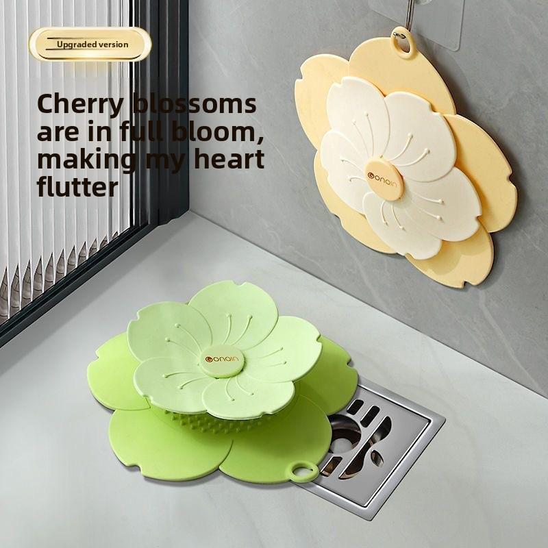 1PCS Sakura Shape Push-type Water Drain Floor Drain Anti-insect Sealing Cover Silicone Pad Sewer Plug Anti-odor Bathroom Kitchen Sink Deodorizer