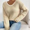 Damen Herbst Winter Pullover Strickpullover Mode Rücken Schleife Dekoration O-Ausschnitt Langarm Gestrickte Pullover Tops