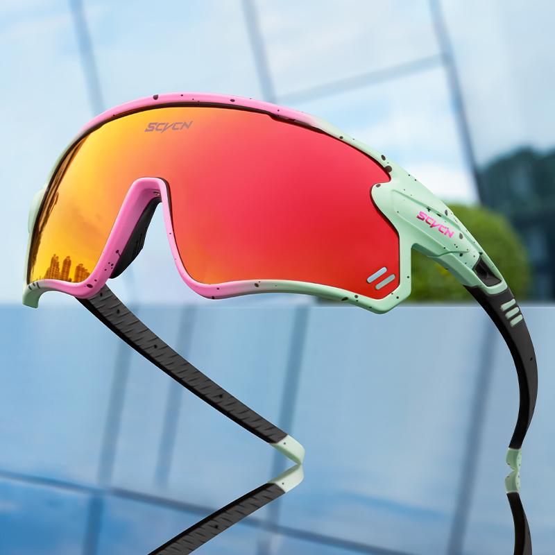 Lunettes de soleil de cyclisme SCVCN Hommes Lunettes de vélo Lunettes de sport pour vélo Lunettes pour VTT extérieur Route Course à pied Protection UV400 Lunettes