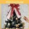 Holiday Festive Plaid Edge Bow With Black And White For Christmas Tree Decoration