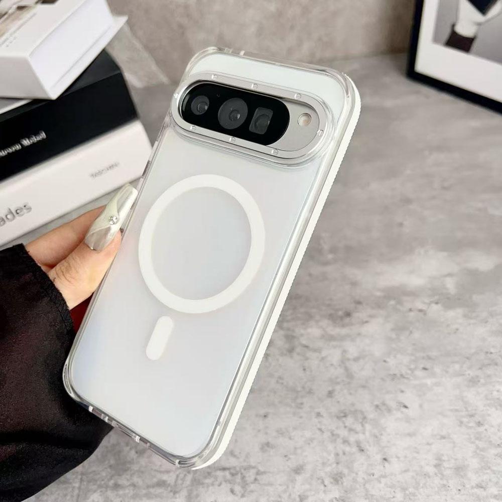 Metal Lens Laser Magnetic Case For Google Pixel 10 9 Pro XL Frosted Translunt Wireless Charging Hard PC Cover
