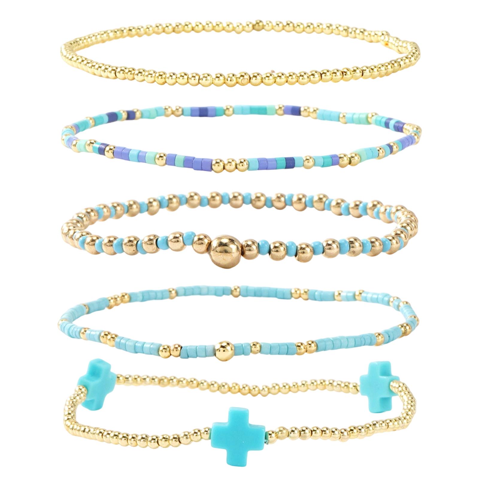 

Fashion Beaded Bracelet for Women Featuring Crucifix and Circle Beads Stackable Bangle for Commute Party and Gifting