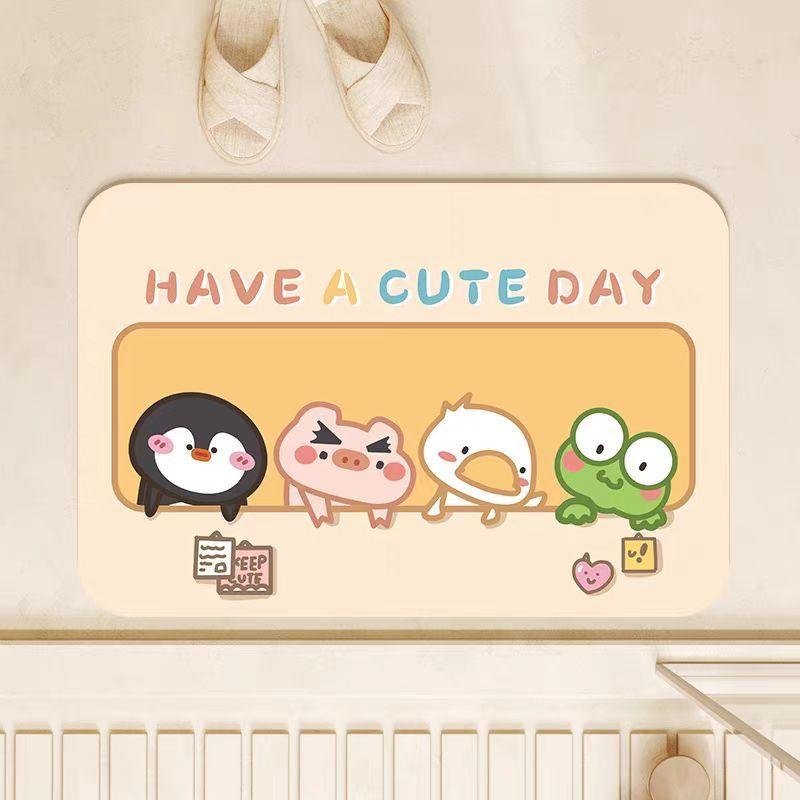 

Капибара милый мультяшный ванная комната ванная комната крыльцо туалетная дверь диатомовая грязь водопоглощение противоскользящий быстросохнущий коврик для пола 40X60cm 15.7X23.6in