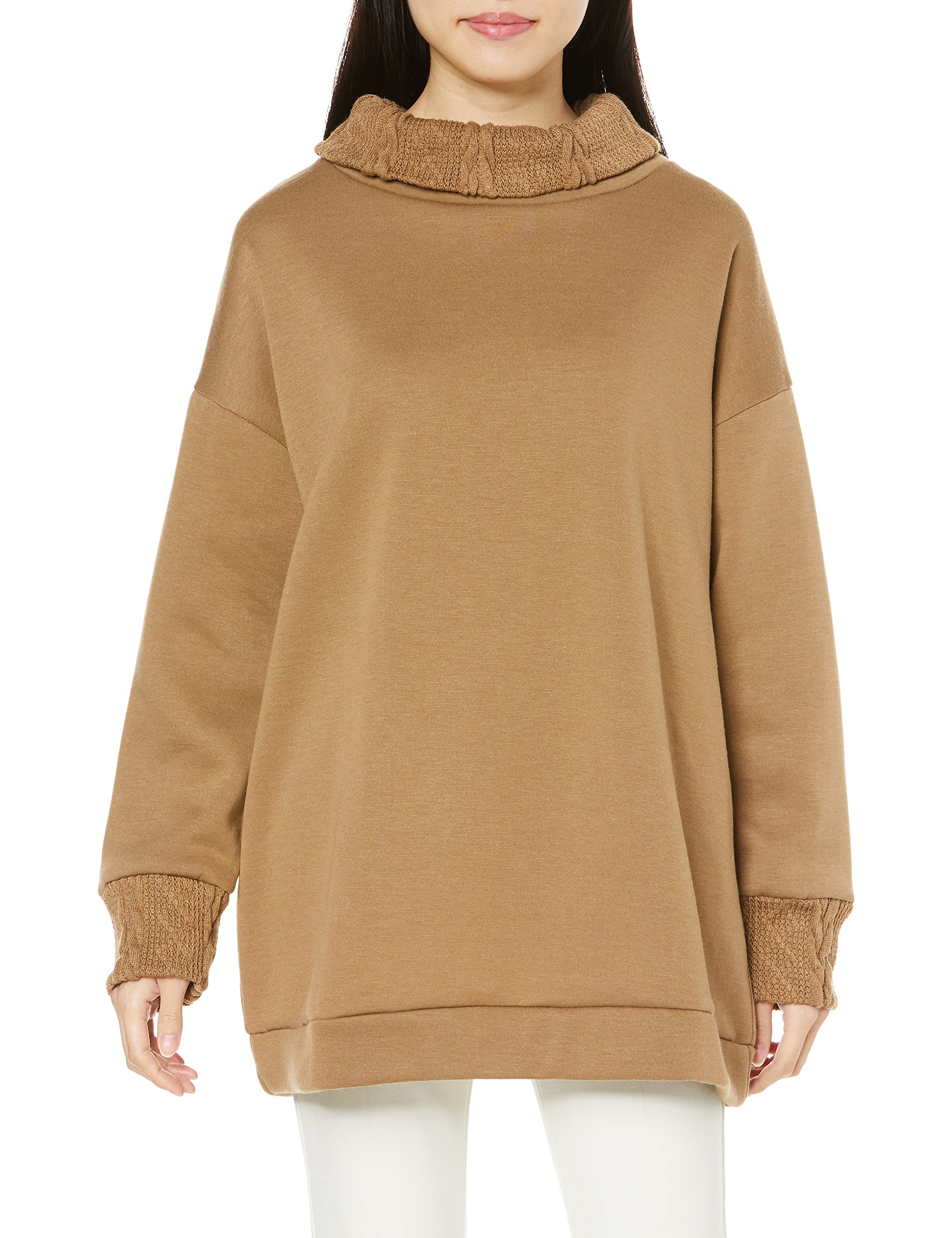 

Широкий пуловер с подкладкой из легкого пуха и начесом, коричневый LL