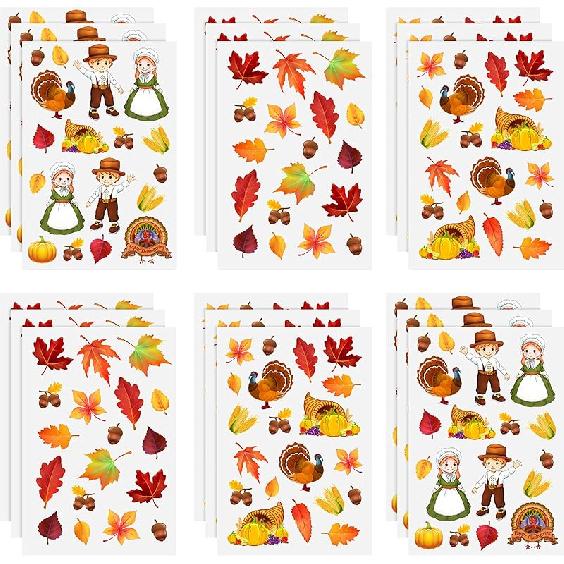 540 Pieces Thanksgiving Fall Autumn Leaves Stickers Maple Leaves Stickers for Thanksgiving Them Party Supplies and Classroom Decor