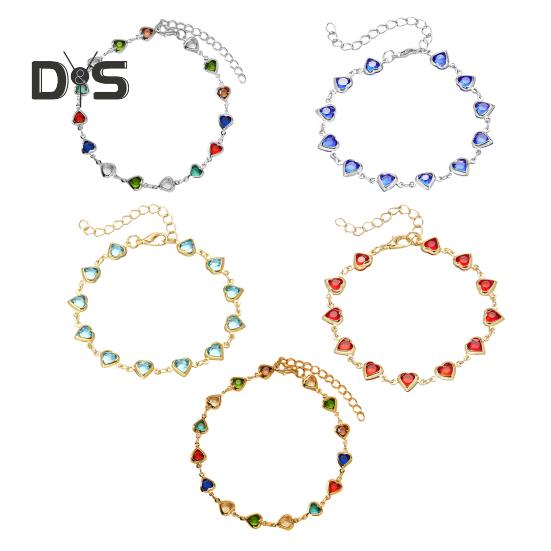 Kubische Zirkon Herz Perlen Armband für Frauen Herz Kette Armband Braut Hochzeit Partei Schmuck Zubehör