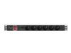Listwa Zasilająca Lanberg Do RACK 1U 16A PDU 6x PL 2m Czarna