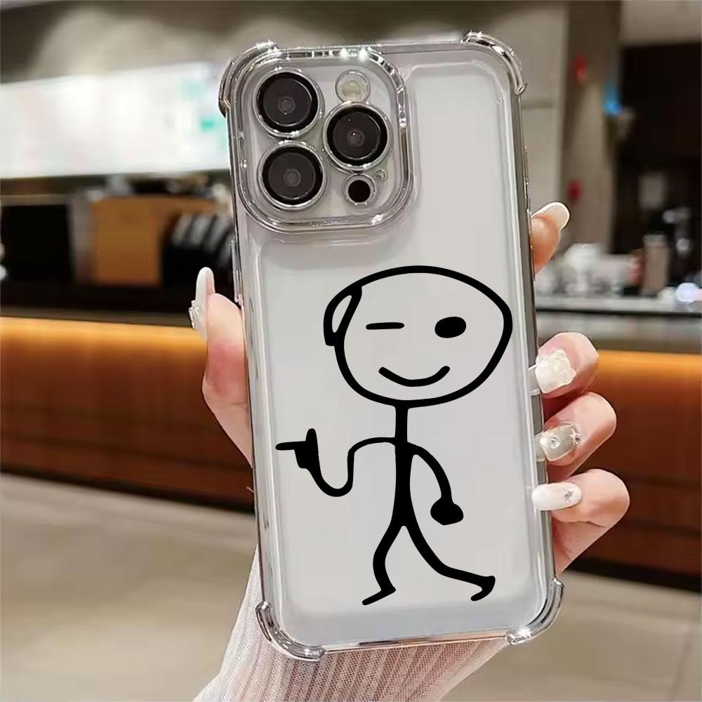 Stickman Cool Middle Finger Cute Man Phone Case For Xiaomi 15T 14T 13 Pro 15 F8 Ultra Poco X7 F7 Pro 5G X5 X6 F5 M7 Clear Cover