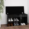 VidaXL Shoe Bench and Cushion Glossy Black 80x30x47cm Chipboard