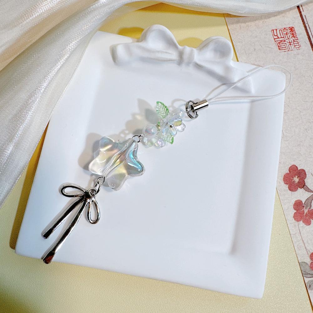 

Cherry Blossom Key Chain Fade-Resistant Phone Lanyard Star Key Chain Gradient Mobile Phone Straps For Cute Gift Afternoon Tea білий