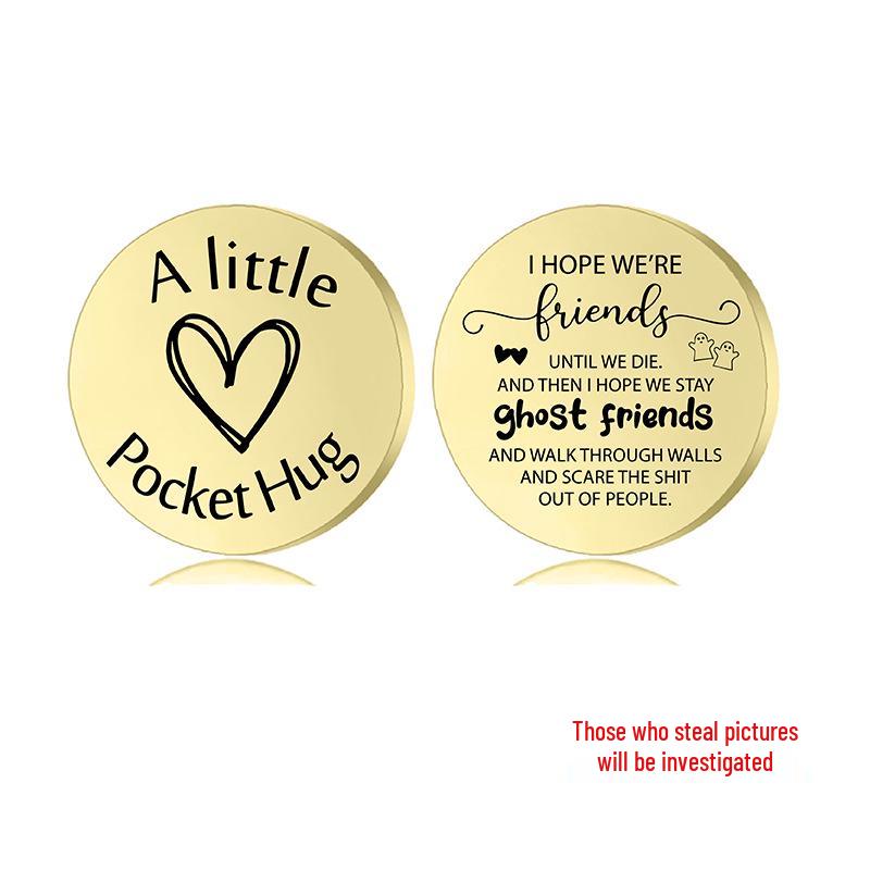 Lucky Charm Motivational Coin: Engravable Stainless Steel Couple & Family Gift Ornament.