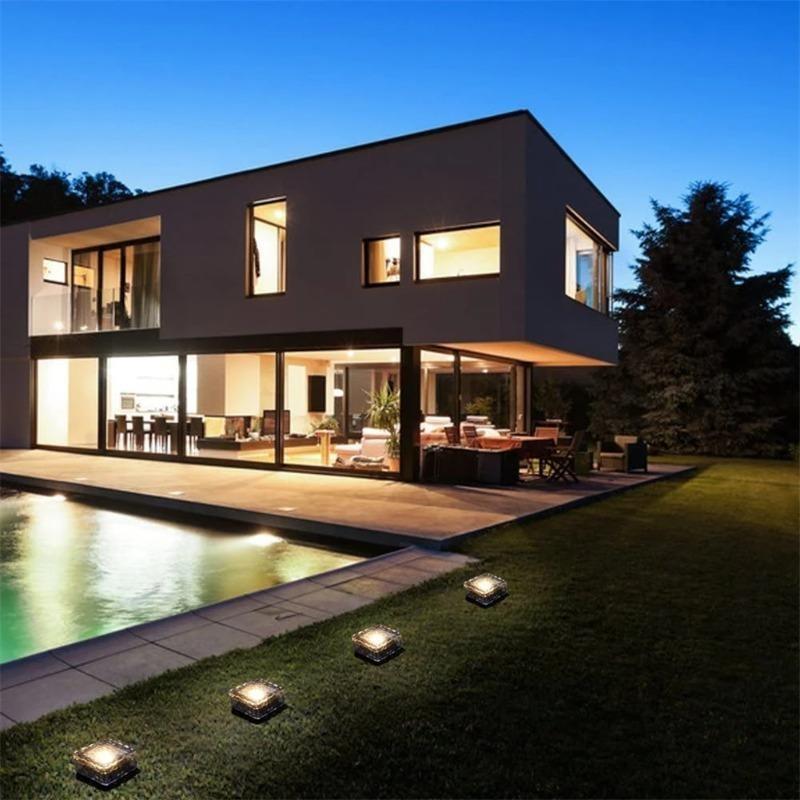 Solar Glass Brick Light Solar Ice Cube LED Light Crystal Brick Stone Lamp Garden Courtyard Pathway Patio Pool Christmas Decorative Festive