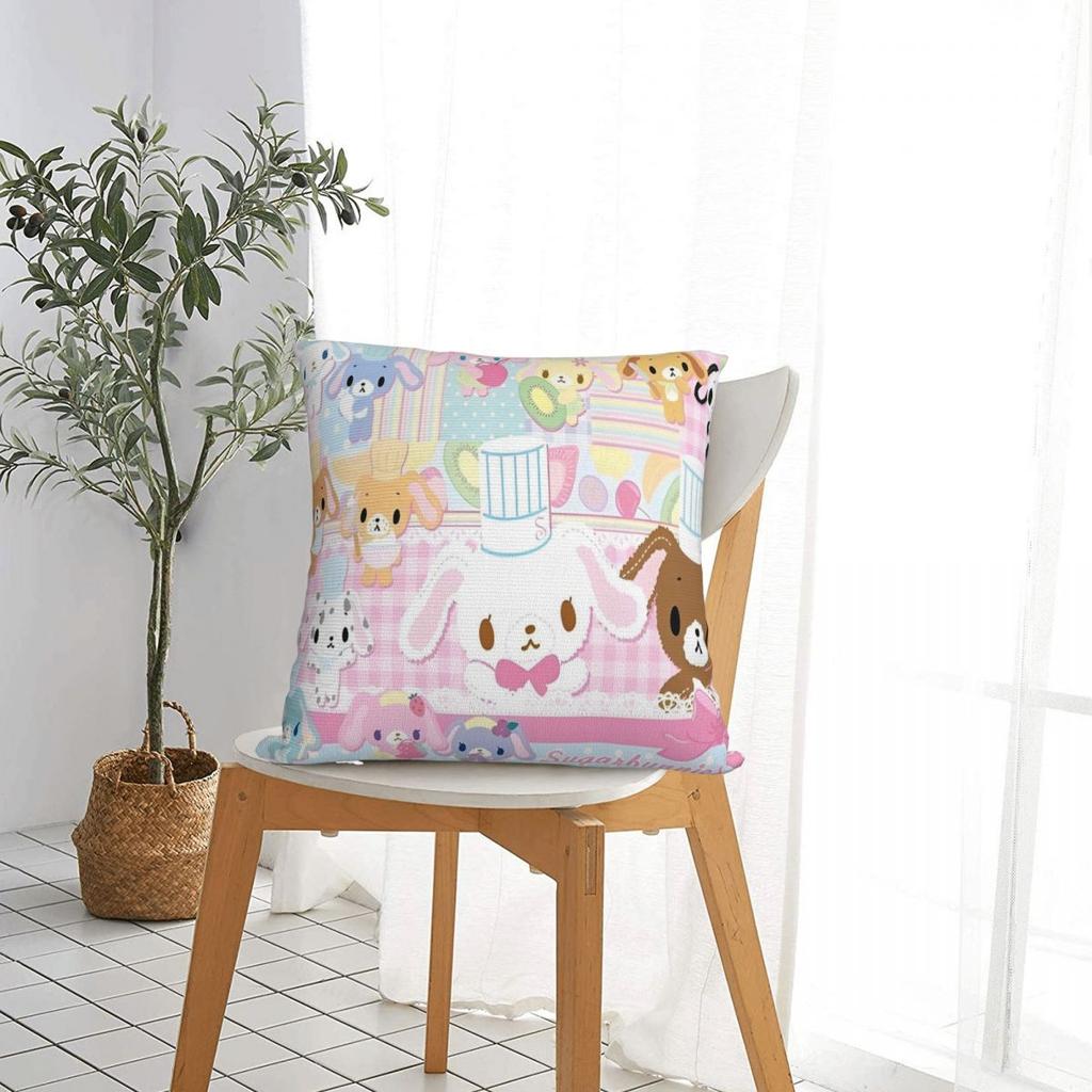 Sugarbunnies Anime Kuddfodral Polyester Dekorativ Kudde Söt Tecknad Rolig Kuddfodral