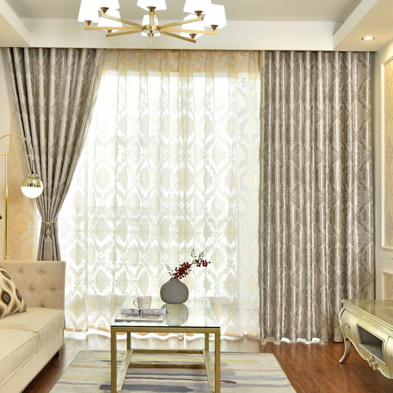 Cortina Jacquard Térmica Blackout de Luxo em Relevo para Sala de Estar e Quarto, Cortinas Redutoras de Ruído e Privacidade, Decoração para Casa