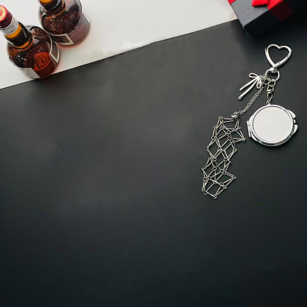 Stainless Steel Metal Net Pocket Lipstick Bag Keychain Interchangeable Silver Color Lip Balm Keychain Y2K Charm Bag Accessories