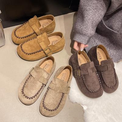 Women's Autumn Retro One-pedal Casual Soft-soled Mary Jane Single Shoes, Kangaroo Shoes, Women's Models