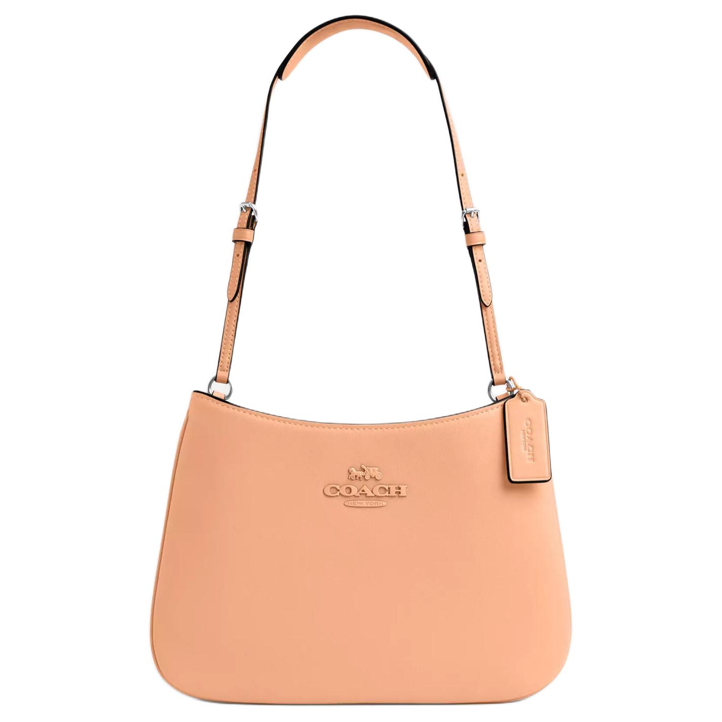 Coach Penelope 27 Logo Snap Closure Smooth Leather Tote Shoulder Bag Large Women bags Silver Faded-Blush CP101-SVS9W Gift Box Set (Basic Set+Black Box)