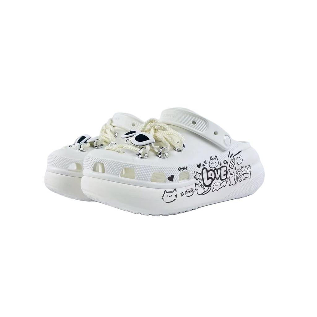 Crocs Crush Clog EVA Knot Sunglasses Stylish and Versatile Comfortable and Casual Classic Beach Hole Shoes Unisex White
