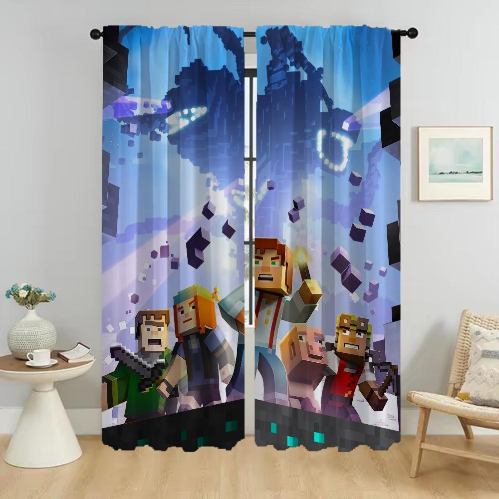 

Шторы Mine-crafts Blackout для комнаты, 2 панели, занавески для домашнего интерьера, украшения на Хэллоуин, тюль для спальни W74xH114cmx2pcs-CL