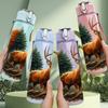 1PC Mountain Stag Pine Forest 750ml Color Plastic Sports Water Bottle Leakproof Flip Straw Lid Suitable for Sports Office Home Use