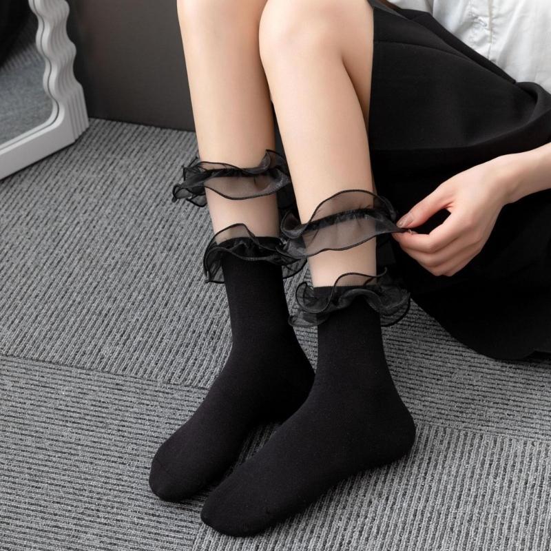 1 Pair Lace Ruffle Style Socks Cute Socks Girls Breathable Cotton Cute Lolitas Socks Sexy Womens Summer Short Thin Socks