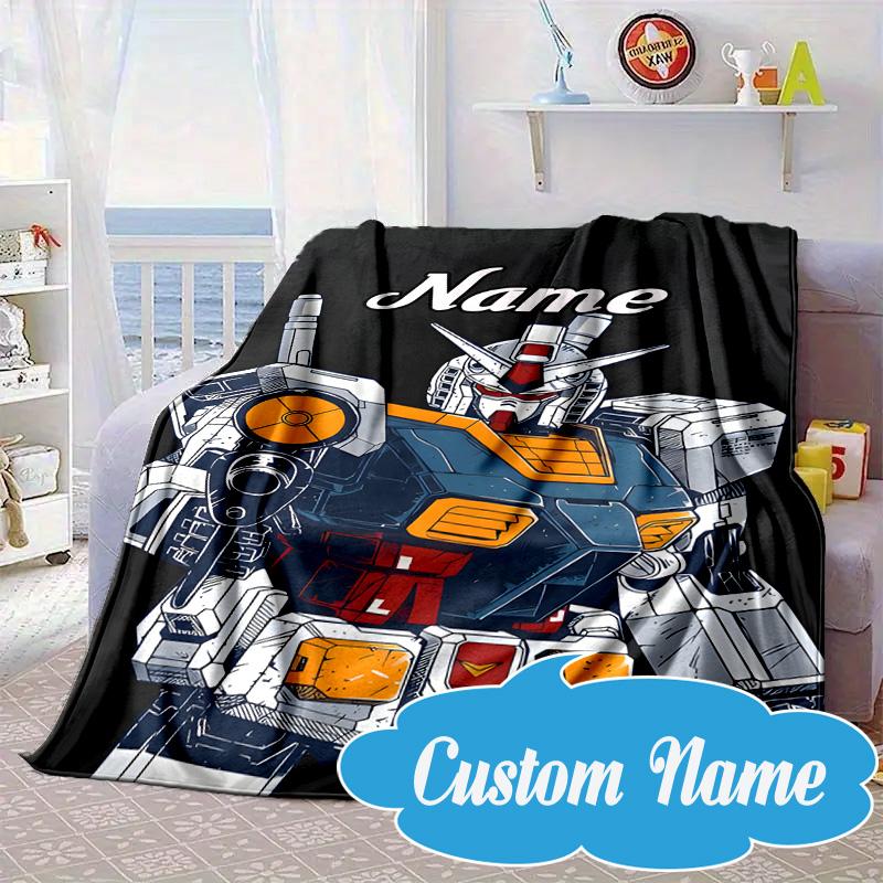 Custom Name Robotic Warrior Adventure Blanket bed sofa Blanket Flannel Blanket for Camping, Hiking, Picnic Essentials,gift for Fan family