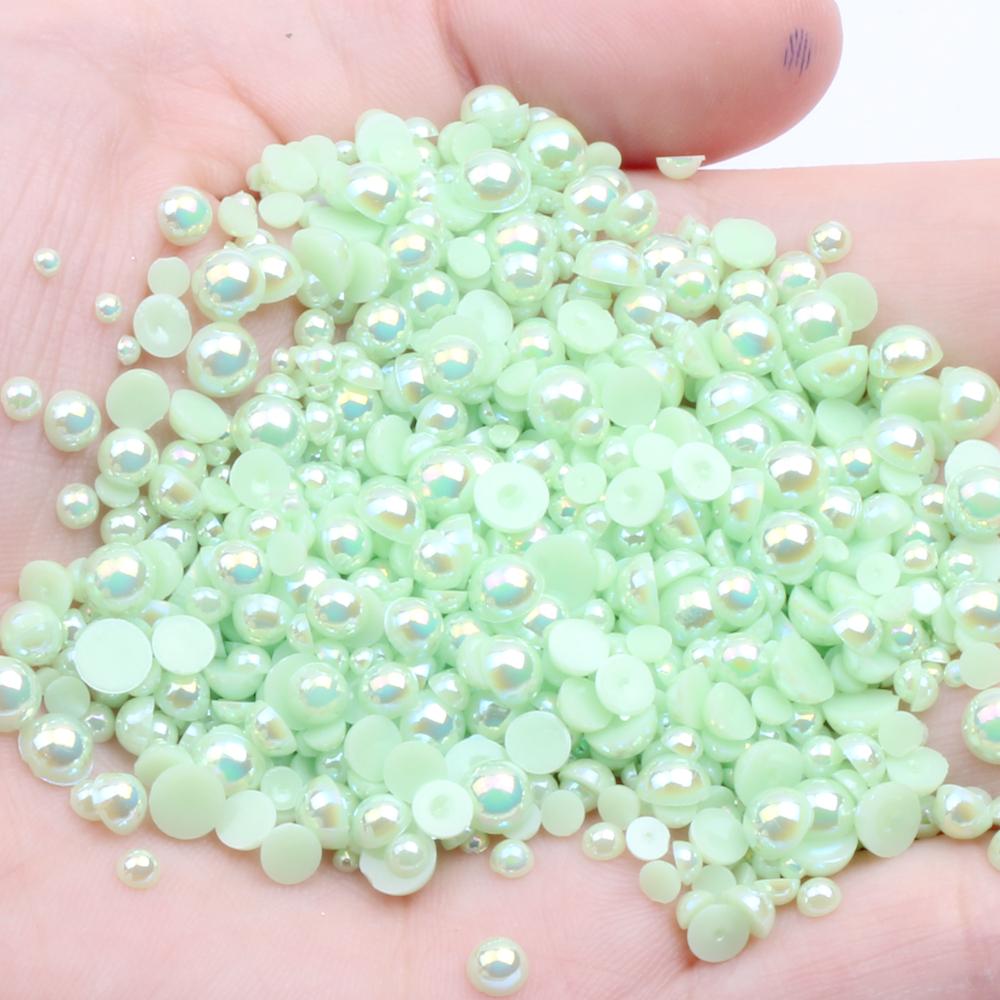 Resin Half Round Flatback Beads 2-6mm Mix Size Glue on Loose Rhinestones for Clothes Dresses DIY Crafts Scrapbook Decoration