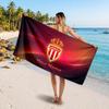 Monaco FC Benutzerdefiniertes Strandtuch, Personalisierter Namens-Textdruck, Fußballlogo Weiches Schnelltrocknendes Handtuch Urlaubsgeschenk
