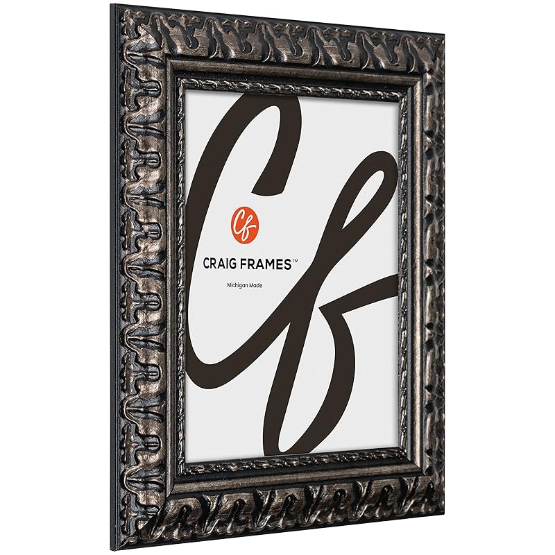 Craig Frames Bravado, 5x7 Picture Frame, Antique Silver 5x7
