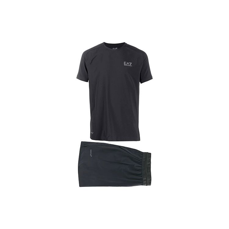 Emporio Armani EA7 SS21 Логотип Повседневный спортивный костюм Мужской костюм Черный 8NPV01-P-N2CZ S