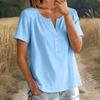 Women Loose Fit Casual Short Sleeve Button Down Shirt Cotton Linen Top with Relaxed Neckline for Everyday Wear
