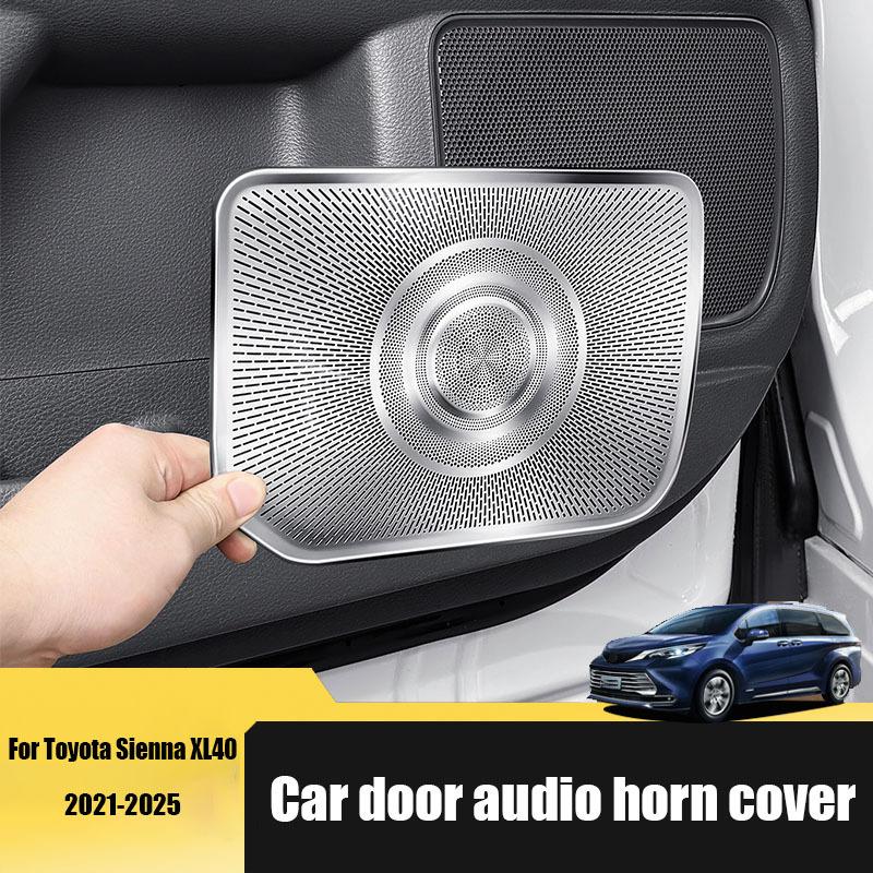 Car door audio horn cover made of stainless steel material interior modification part For Toyota Sienna XL40 2024 2025