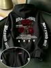 Men's Gothic Rose Hoodie Dark Red Rose Letter Graphic Back Sleeve Print Vintage Oversized Pullover Sweatshirt Streetwear Autumn
