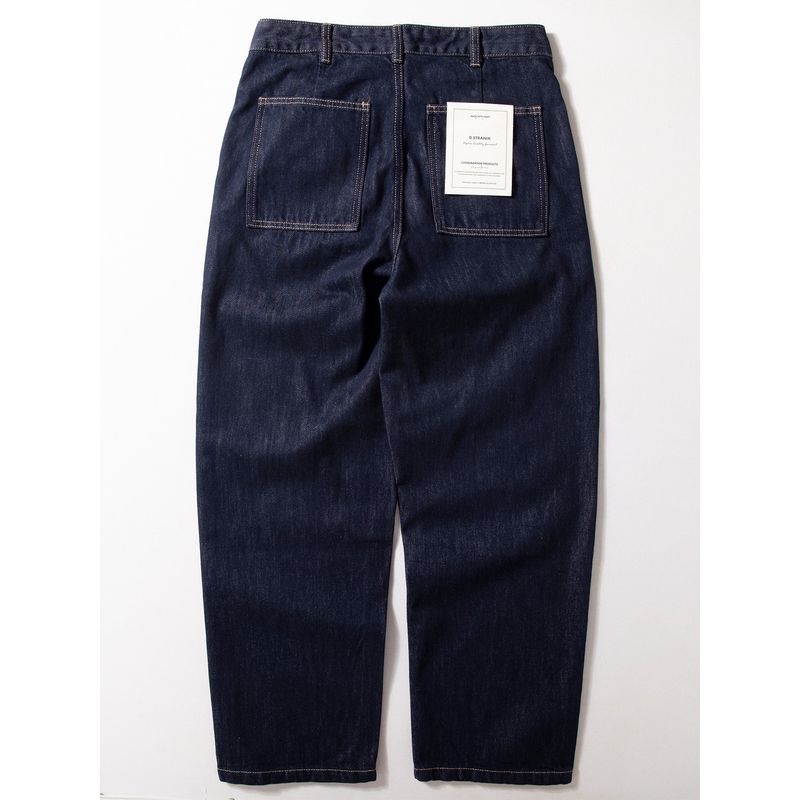 Men's Autumn Pants with Heavy Texture, Loose Fit, Dad-Style, American Retro Design with Visible Stitching, Dark Blue Straight-Leg Jeans