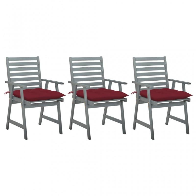 Day and Night - Day and Night Garden Dining Chairs 3 Units Solid Acacia Wood and Cushions